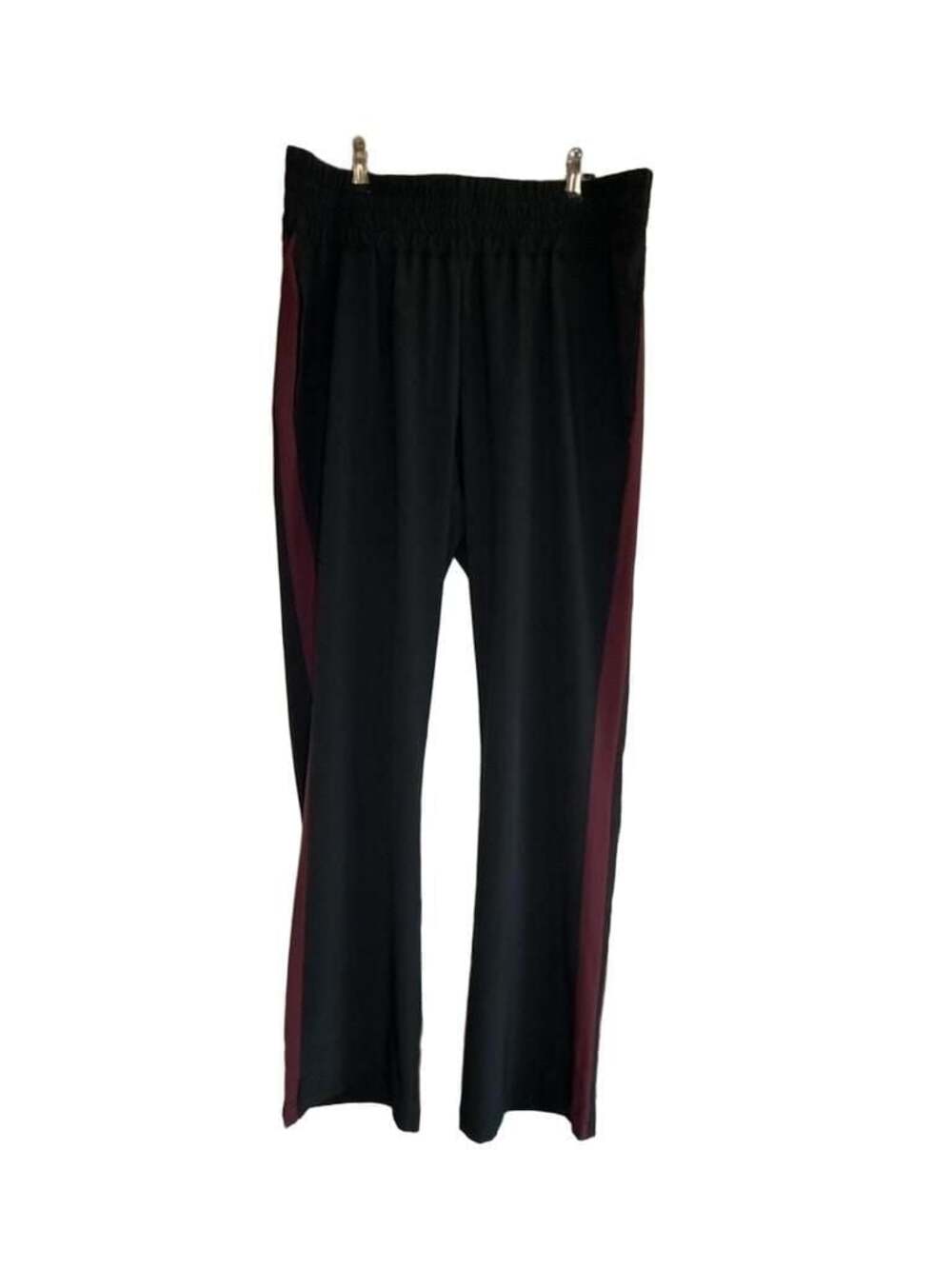 Zella Black Burgundy Side Stripe Pull-On Track Pants, Pockets,  Size L